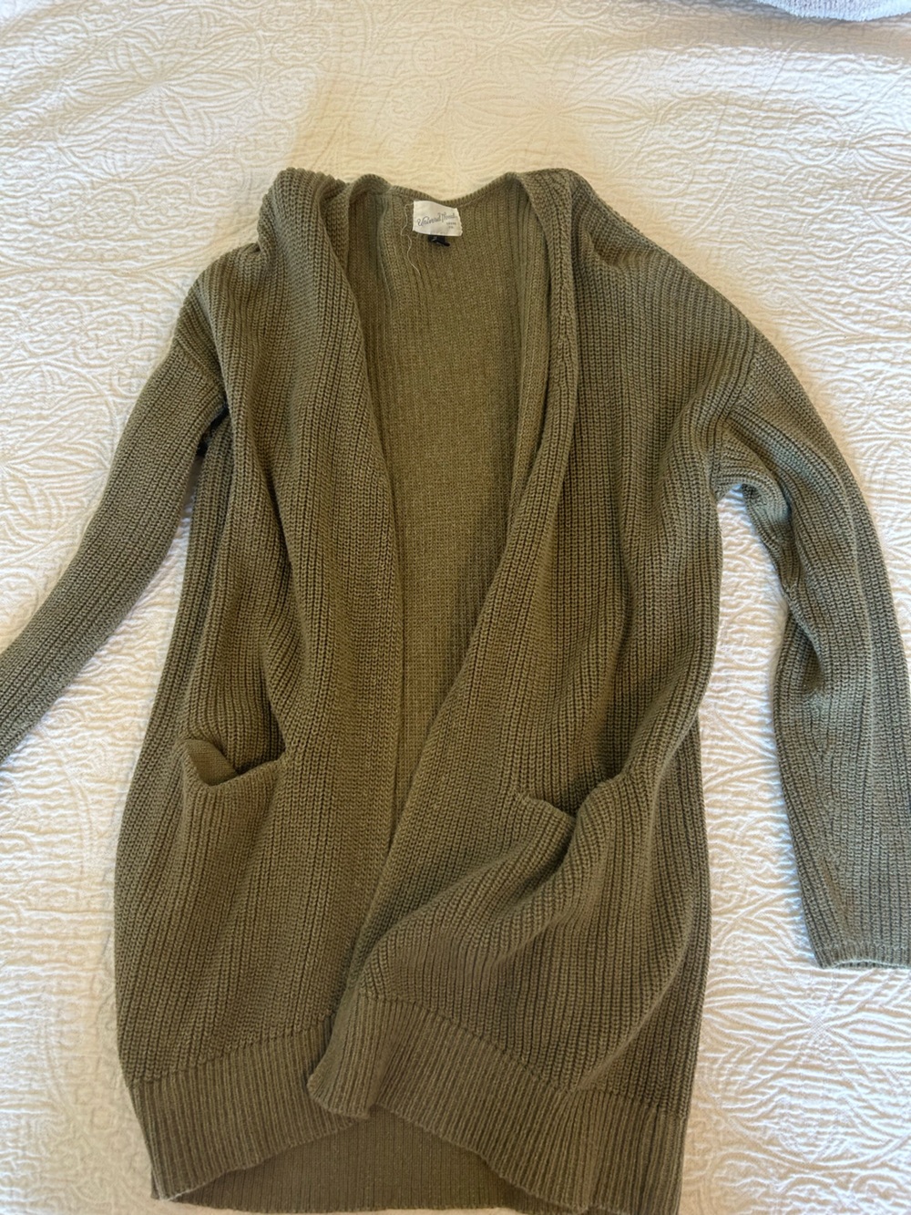 Universal Thread Olive Open-Front Ribbed Cardigan